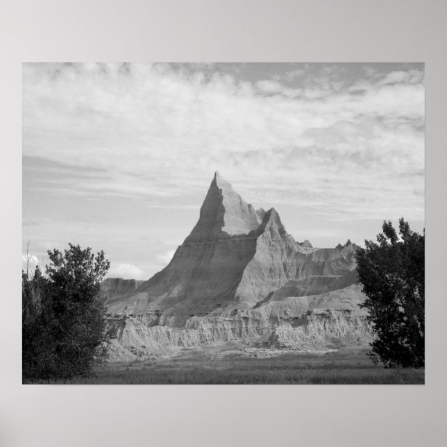 Poster Formação de Black & White Jagged em Badlands 16x20 (Frente)