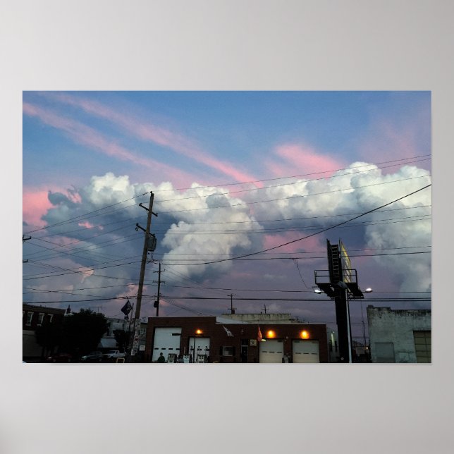 Pôster Formações de Nuvens no Pôr do Sol Foto (Frente)