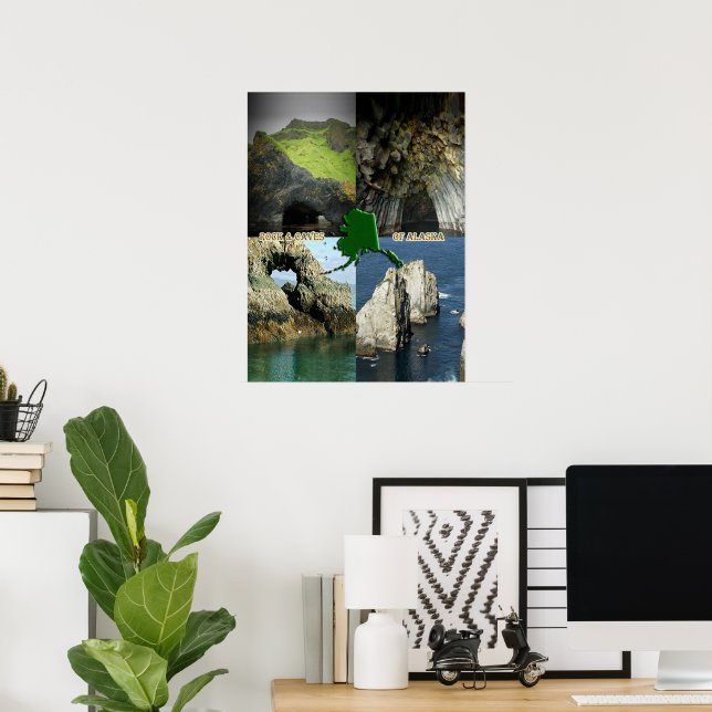 Poster Formações Rochosas e Cavernas no Colagem do Alasca (Escritório em casa)
