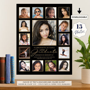 Poster Formando 15 Colagem de Fotos Script Manuscrito Pre