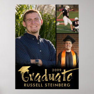 Poster Formando 3 Fotos Douradas Tipografia do Pincel