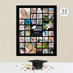 Poster Formando de Colagem de Fotos de Graduação Preto Co