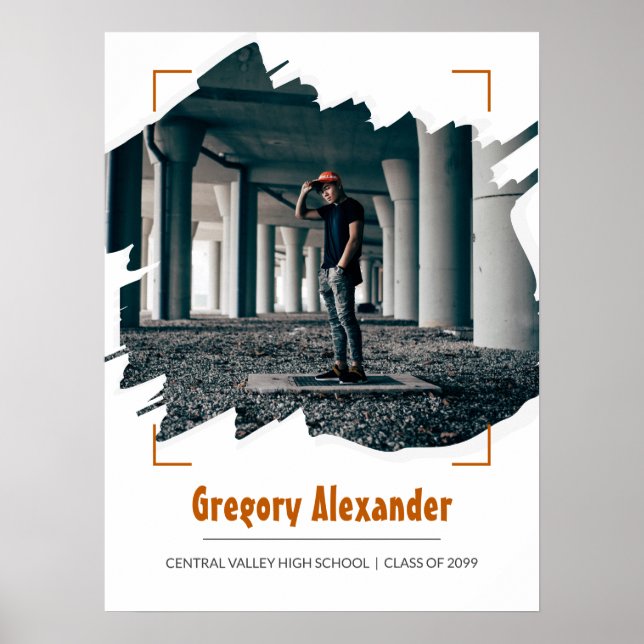 Poster Formando de Foto de Abstrato Brushaft Laranja Quei (Frente)