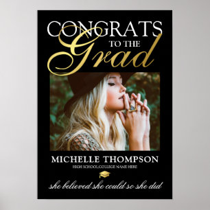 Poster Formando de Parabéns Dourados Pretos