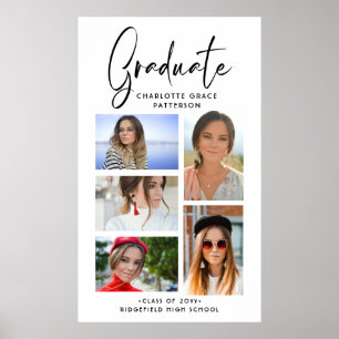 Poster Formando Elegante de Graduação Multifoto de Scri