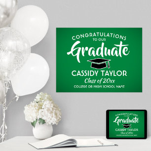 Poster Formando Graduação Elegante Verde e Branco