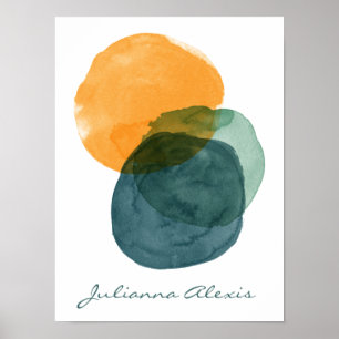 Poster Formas Abstratas de Aquarela Azul Turquesa Persona