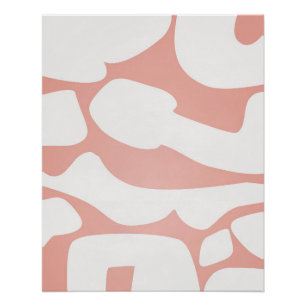 Pôster Formas Abstratas de Coral em Neutro Suave