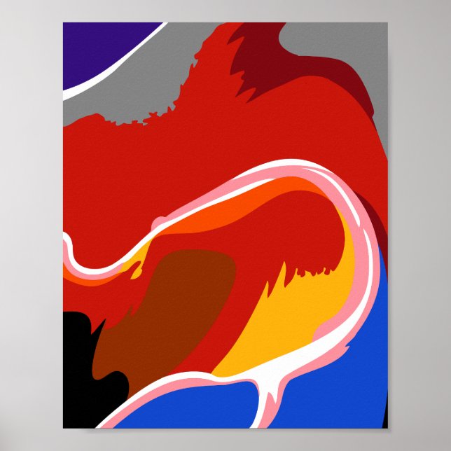 Poster Formas Abstratas Fluídas com Cores Intensas (Frente)