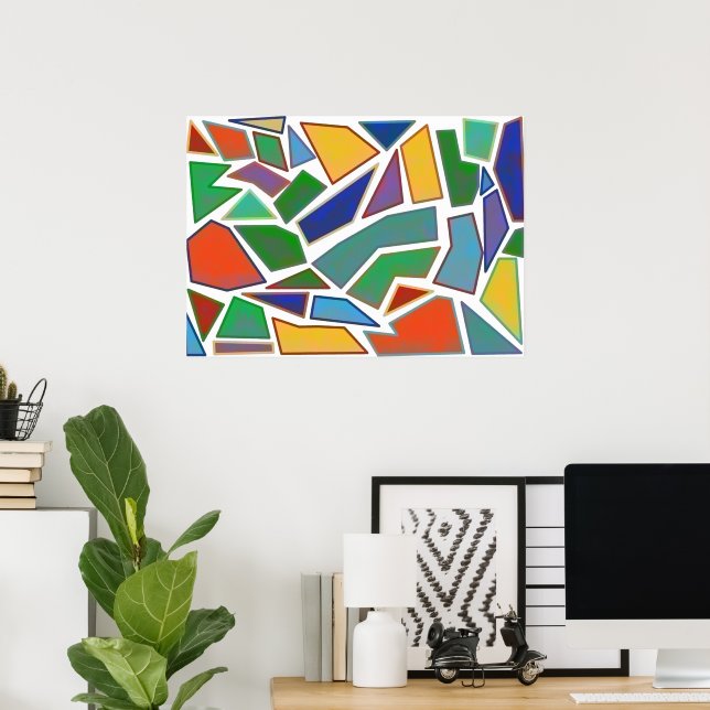 POSTER FORMAS ABSTRATAS GEOMÉTRICAS COLORIDAS ART (Escritório em casa)