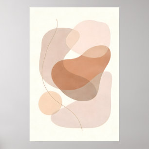 Poster Formas Abstratas Neutras Modernas Boho Mínimas