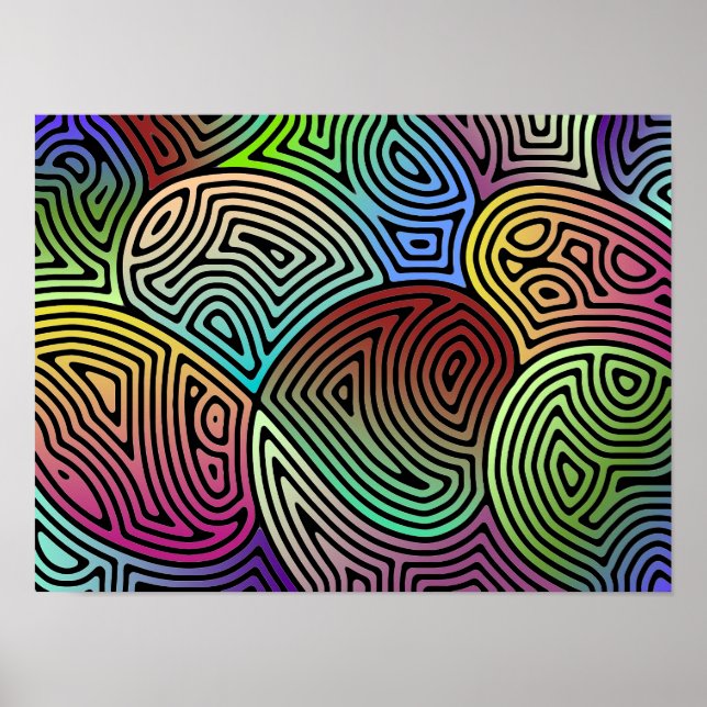 Poster formas abstrato assimétricas coloridas (Frente)