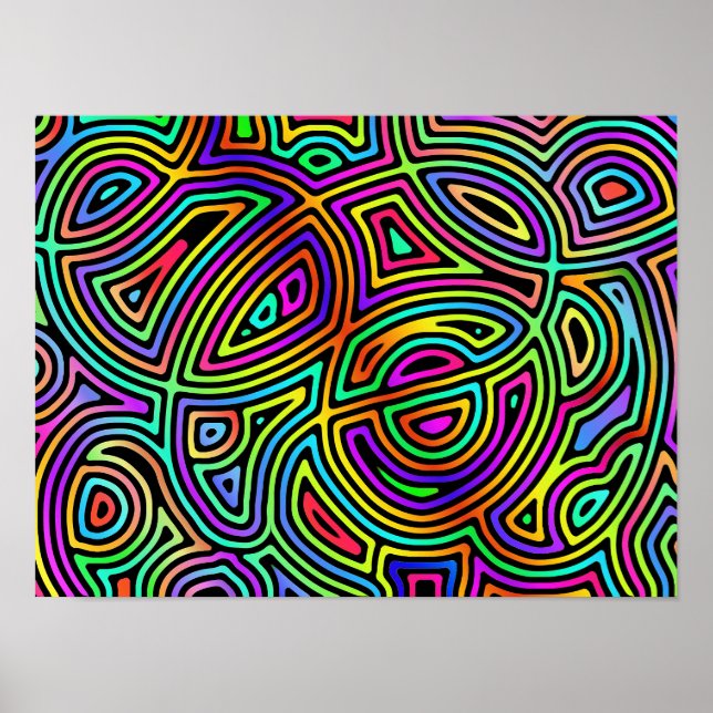 Poster formas abstrato assimétricas do arco-íris (Frente)