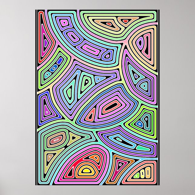 Poster formas abstrato assimétricas do arco-íris 2 (Frente)