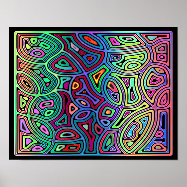 Poster formas abstrato multicoloridas (Frente)