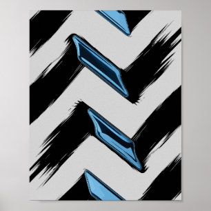 Poster Formas Azuis Brilhantes com Traço Diagonal do Pinc