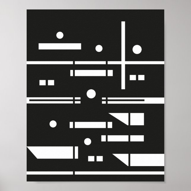 Poster Formas Brancas em um Fundo Preto (Frente)