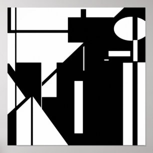 Poster Formas brancas na arte Abstrato de aparência do M