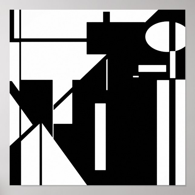 Poster Formas brancas na arte Abstrato de aparência do MC (Frente)