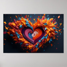 Poster Formas cardíacas em 3D em cores vivas