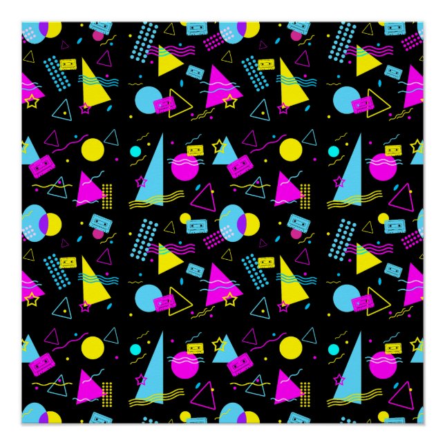 PÔSTER FORMAS COLORIDAS DE FITA RETRO (Frente)