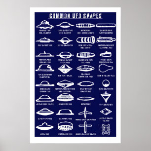 Poster Formas Comuns de OVNIs Arte Impresso Ficção Cientí