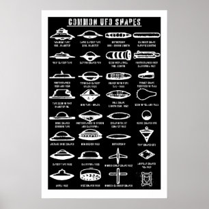 Poster Formas Comuns de OVNIs Arte Impresso Ficção Cientí