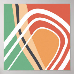 Poster Formas de abstrato retrô, trabalho de arte de cor