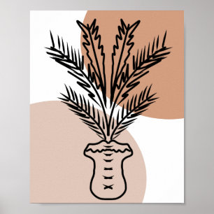 Poster Formas de arte desenhadas à mão de linha de planta