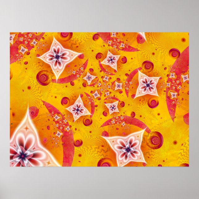 Poster Formas de Flores Amarelas e Rosas (Frente)