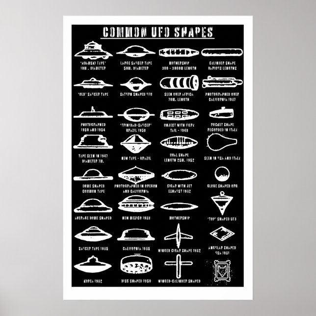 Poster Formas de OVNIs Arte Impressa Ficção Científica Ca (Frente)