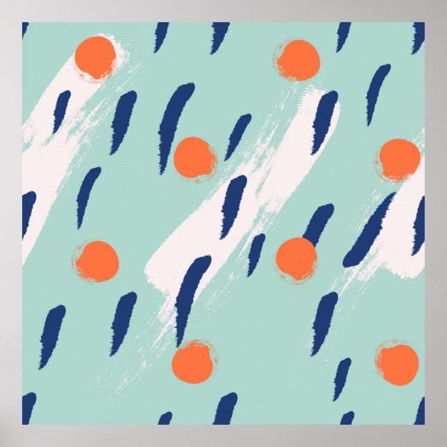 Poster Formas de pincelada desenhada à mão abstrato sem c (Frente)