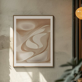 Poster "Formas Dinâmicas Silky" | Beige Abstrato Art