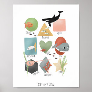 Poster Formas Educativas de Ocean Cute para Berçário Neut