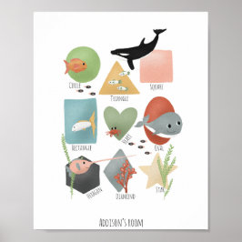 Poster Formas Educativas do Oceano Fofo para Berçário Neu