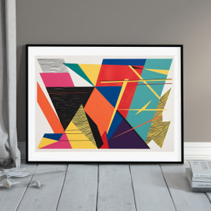 Poster Formas Elétricas: Explosão Geométrica de Abstrato