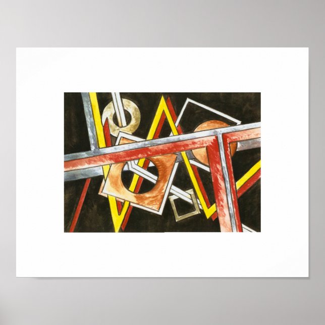 Poster Formas Flutuantes - Arte Geométrica Moderna Pintad (Frente)