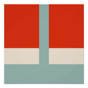 Pôster Formas Geométricas Abstrato Cinzas Vermelhas