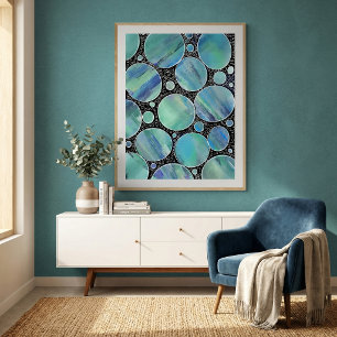 Poster Formas geométricas azuis abstratas modernas em aqu