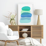 Poster Formas geométricas bonito de Abstrato em Azul e Ve<br><div class="desc">Este bonitinho design de arte moderna apresenta formas abstrato orgânicas divertidas em uma bonito paleta colorida de verde,  azul e azul.</div>