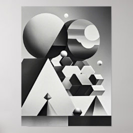 Poster Formas geométricas de cinzas brancas pretas