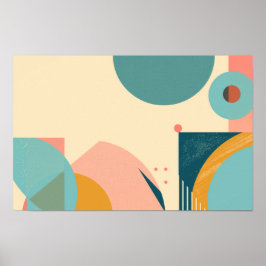 Poster Formas geométricas de fundo em azul e rosa