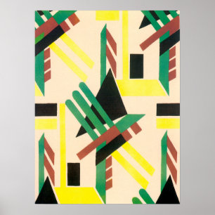 Pôster Formas Geométricas Jazz Pochoir Art Déco Antigo