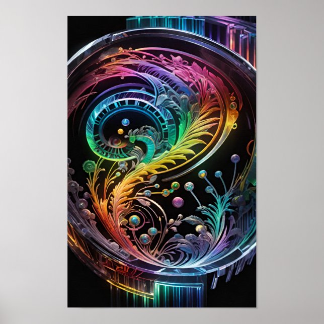 Poster Formas giratórias e Elementos Florais (Frente)