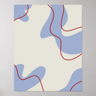 Poster Formas Orgânicas Abstratas Creme com Arte de Linha
