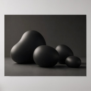 Poster Formas Orgânicas Abstratas Minimalistas Preto Fosc