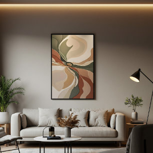 Poster Formas Orgânicas Fluidas Abstratas Tons Terrosos