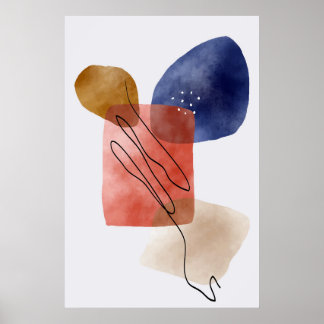 Poster Formas Orgânicas Modernas Aquarelas Abstrato Art O