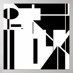 Poster Formas pretas na arte Abstrato de aparência do MC