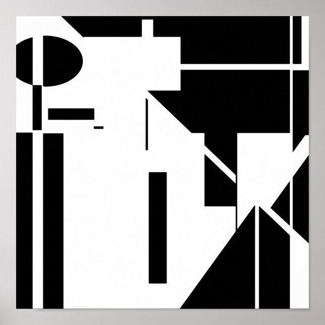 Poster Formas Pretas na Arte Abstrato de aparência do MCM (Frente)